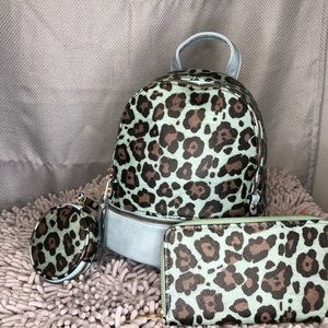 Mint blue cheetah backpack